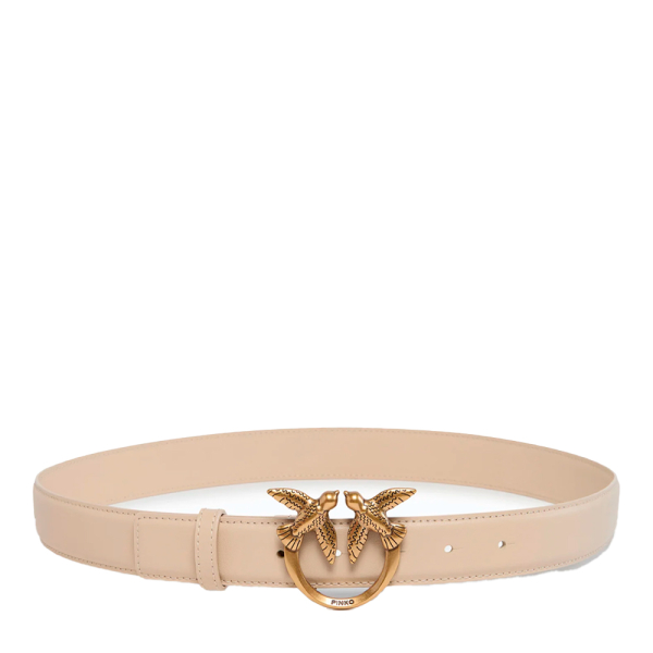 Pinko Ceinture en cuir Love Birds 3 cm - UNICAN Beige- Ref 104 €